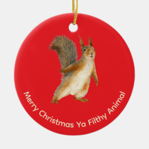 Prettig kerstfeest Grappige Vies Dier Eekhoorn Keramisch Ornament