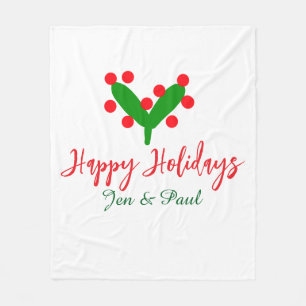 Prettig kerstfeest groen rood koppel naam groene b fleece deken