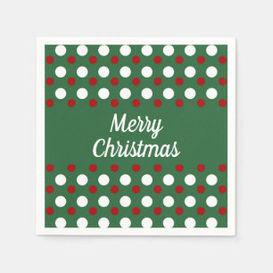 Prettig kerstfeest groen rood polka stippen servet