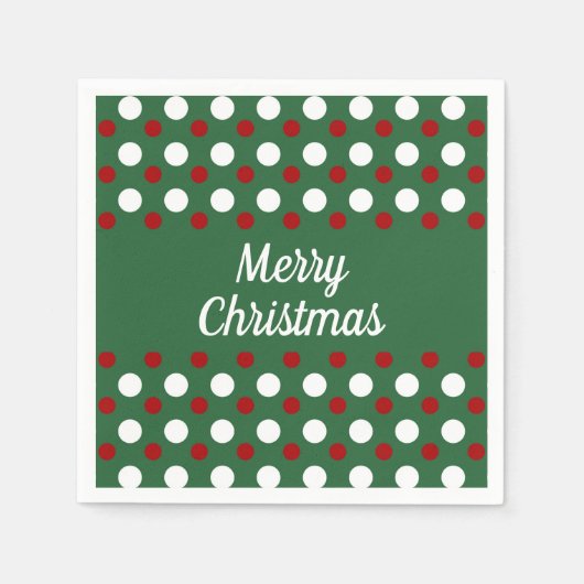 Prettig kerstfeest groen rood polka stippen servet (Voorkant)
