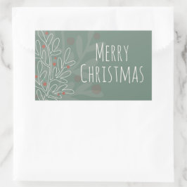 Prettig kerstfeest groene abstracte maretak rechthoekige sticker