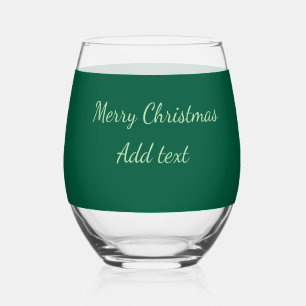 Prettig kerstfeest groene effen solo achtergrond h wijnglas zonder voet