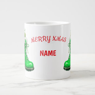 Prettig kerstfeest groene festieve laars extra grote beker