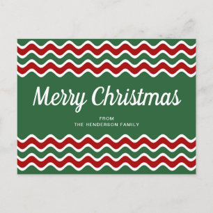Prettig kerstfeest Groene Rode Golf Strepen Briefkaart