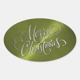 Prettig kerstfeest Groene sticker geëmbosseerde ui