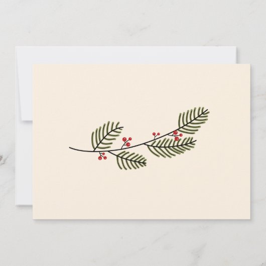 Prettig Kerstfeest| Groene takken en rode bessen 3 Kaart (Achterkant)