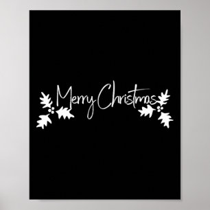 Prettig kerstfeest handgeschreven script met hulst poster