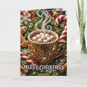 Prettig kerstfeest Heet Cacao Mozaïekkaart Feestdagen Kaart