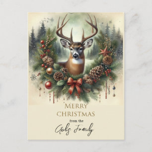 Prettig kerstfeest Hertenbok Vakantie Briefkaart