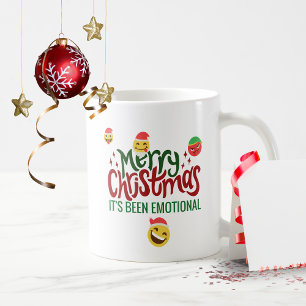 Prettig kerstfeest Het is EMOTIONEEL Grappig EMOJI Koffiemok