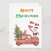 Prettig kerstfeest Ho Ho Ho Grappige kerstman op r Feestdagenkaart (Voorkant / Achterkant)