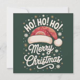 Prettig kerstfeest HoHoHo Grappige Kerstman Hoed X Feestdagenkaart