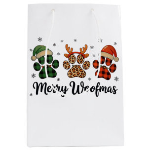 Prettig Kerstfeest Hond Poot Kerst Cute Xmas Licht Medium Cadeauzakje