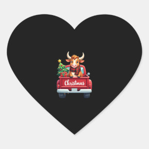 Prettig kerstfeest Hoogland Koe Kerstboom Rode Vr Hart Sticker
