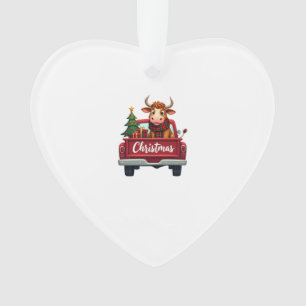 Prettig kerstfeest Hoogland Koe Kerstboom Rode Vr Ornament