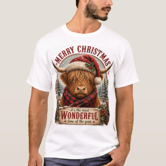 Prettig kerstfeest Hooglandrundegrafiek - Festive T-shirt