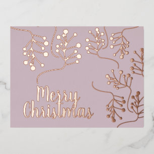 Prettig Kerstfeest Hulstbes Goud Gedrukt Blos Folie Feestdagen Briefkaart