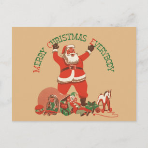 Prettig kerstfeest iedereen! Vintage Kerstman Feestdagenkaart