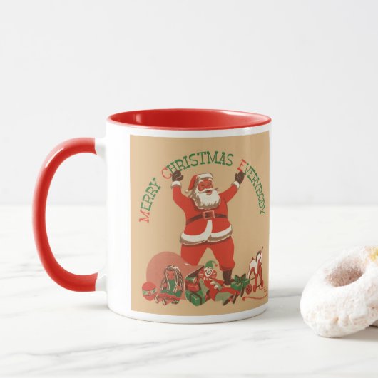 Prettig kerstfeest iedereen! Vintage Sinterklaas Mok (Met donut)