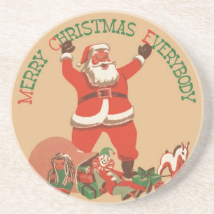 Prettig kerstfeest iedereen! Vintage Sinterklaas Zandsteen Onderzetter