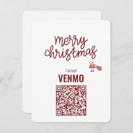 Prettig kerstfeest, ik accepteer VENMO Grappig  Feestdagenkaart (Voorkant / Achterkant)