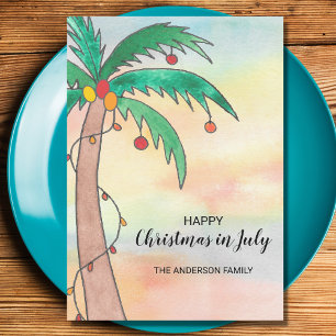 Prettig kerstfeest in juli feestdagenkaart