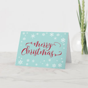 Prettig kerstfeest in rode typografie op robijnbla feestdagen kaart