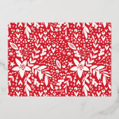 Prettig kerstfeest in rood witte tekst foto bloeme folie feestdagenkaart (Achterkant)