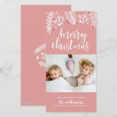 Prettig kerstfeest in roze feestdagenkaart (Voorkant / Achterkant)