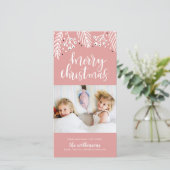 Prettig kerstfeest in roze feestdagenkaart (Staand voorkant)