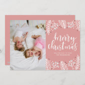 Prettig kerstfeest in roze feestdagenkaart (Voorkant / Achterkant)