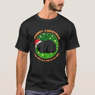 Prettig kerstfeest, je cadeau ligt in de kattenbak t-shirt