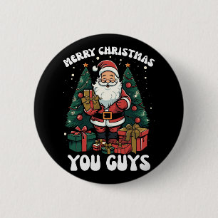 Prettig kerstfeest jongens Kerstman Ronde Button 5,7 Cm