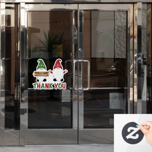 Prettig kerstfeest Kabouters Dank je wel Raamsticker (Kantoordeur)