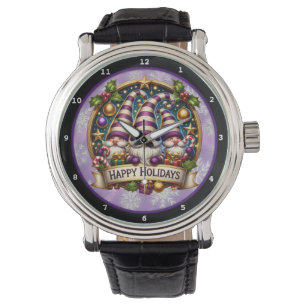 Prettig Kerstfeest Kabouters Decoratief Horloge