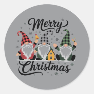 Prettig kerstfeest Kabouters Schattig Xmas Vakanti Ronde Sticker