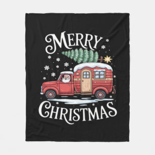 Prettig kerstfeest kamperen schattige kerstman vra fleece deken