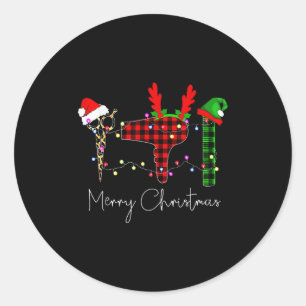 Prettig kerstfeest kapper Funny Tool Haarstylist Ronde Sticker