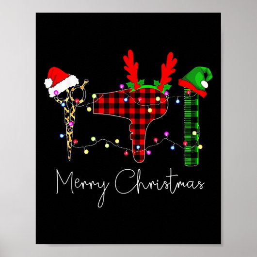 Prettig kerstfeest kapper grappig gereedschap haar poster (Voorkant)