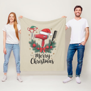 Prettig kerstfeest kapper Kapsalon Kerst Haar  Fleece Deken