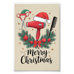 Prettig kerstfeest kapper Kapsalon Kerst Haar Foto Afdruk