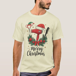 Prettig kerstfeest kapper Kapsalon Kerst Haar  T-shirt