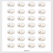 Prettig kerstfeest Kardinaal op tak ovale stickers (Vel)