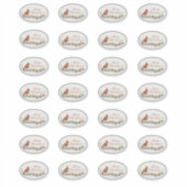 Prettig kerstfeest Kardinaal op tak ovale stickers (Voorkant)