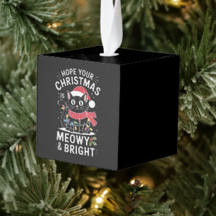 Prettig Kerstfeest, katten Kerstmis Kubus Ornament