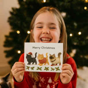Prettig kerstfeest kattenliefhebber / Mooie katten Feestdagenkaart