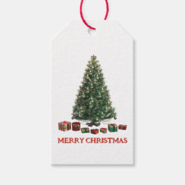 Prettig kerstfeest. Kerstboom (ontwerp 1) met cade Cadeaulabel
