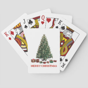 Prettig kerstfeest. Kerstboom (ontwerp 1) met cade Pokerkaarten