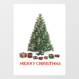Prettig kerstfeest. Kerstboom (ontwerp 1) met cade Raamsticker