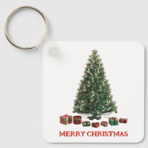 Prettig kerstfeest. Kerstboom (ontwerp 1) met cade Sleutelhanger